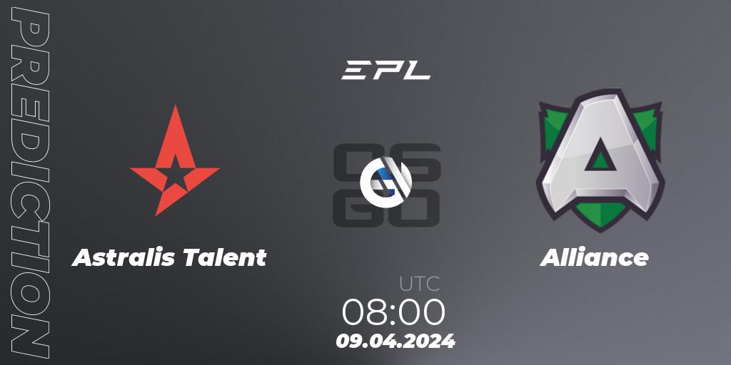 Astralis Talent vs Alliance: Match Prediction. 09.04.2024 at 08:00, Counter-Strike (CS2), European Pro League Season 15