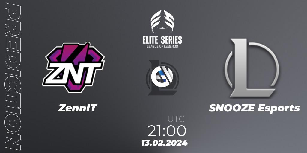 ZennIT vs SNOOZE Esports: Match Prediction. 13.02.2024 at 21:00, LoL, Elite Series Spring 2024