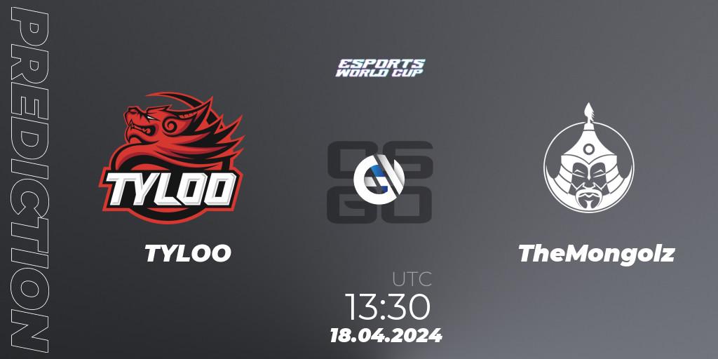 TYLOO vs TheMongolz: Match Prediction. 18.04.2024 at 13:30, Counter-Strike (CS2), Esports World Cup 2024: Asian Closed Qualifier