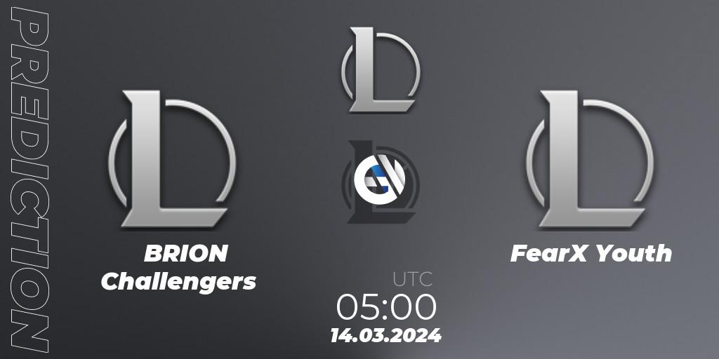 BRION Challengers vs FearX Youth: Match Prediction. 14.03.2024 at 05:00, LoL, LCK Challengers League 2024 Spring - Group Stage