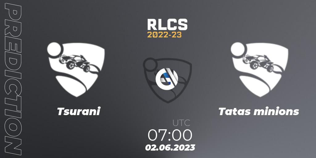 Tsurani vs Tatas minions: Match Prediction. 02.06.2023 at 07:00, Rocket League, RLCS 2022-23 - Spring: Oceania Regional 3 - Spring Invitational