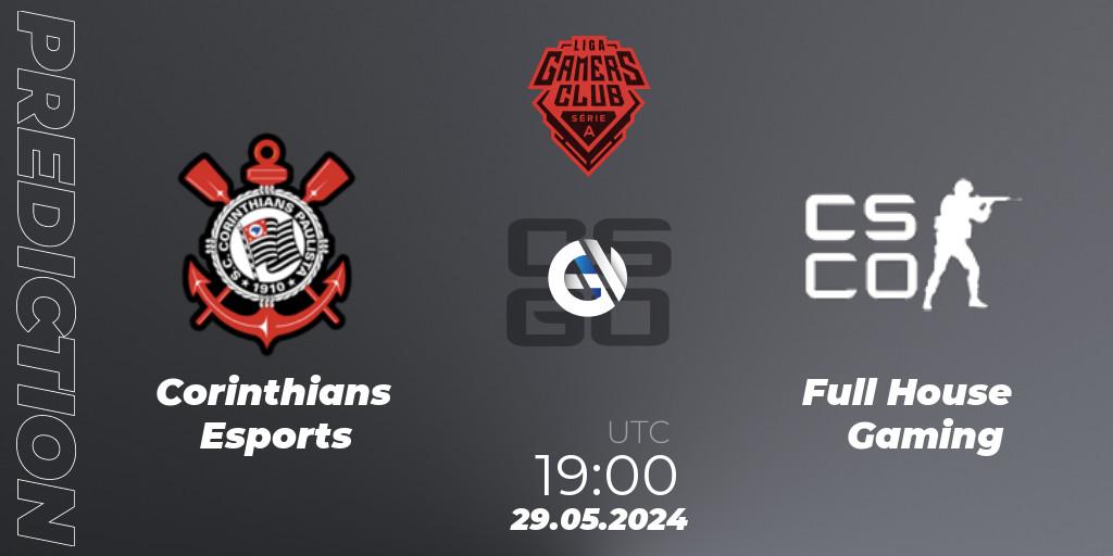 Corinthians Esports vs Full House Gaming: Match Prediction. 29.05.2024 at 22:00, Counter-Strike (CS2), Gamers Club Liga Série A: May 2024