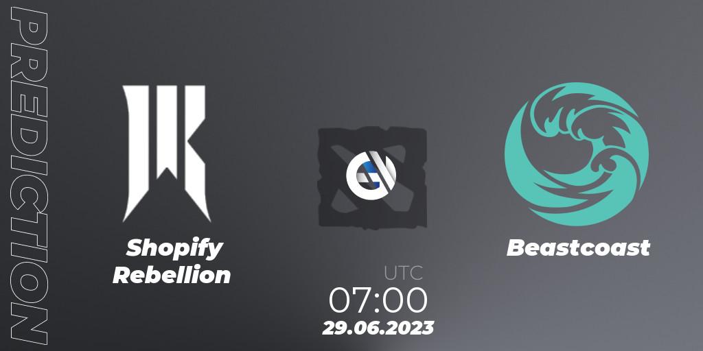Shopify Rebellion vs Beastcoast: Match Prediction. 29.06.2023 at 07:13, Dota 2, Bali Major 2023 - Group Stage