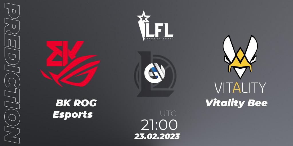 BK ROG Esports vs Vitality Bee: Match Prediction. 23.02.2023 at 21:00, LoL, LFL Spring 2023 - Group Stage