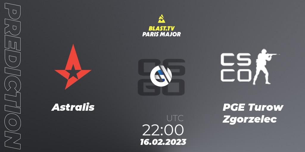 Astralis vs PGE Turow Zgorzelec: Match Prediction. 16.02.2023 at 22:00, Counter-Strike (CS2), BLAST.tv Paris Major 2023 Europe RMR Closed Qualifier A
