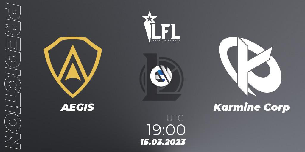 AEGIS vs Karmine Corp: Match Prediction. 15.03.2023 at 19:00, LoL, LFL Spring 2023 - Group Stage
