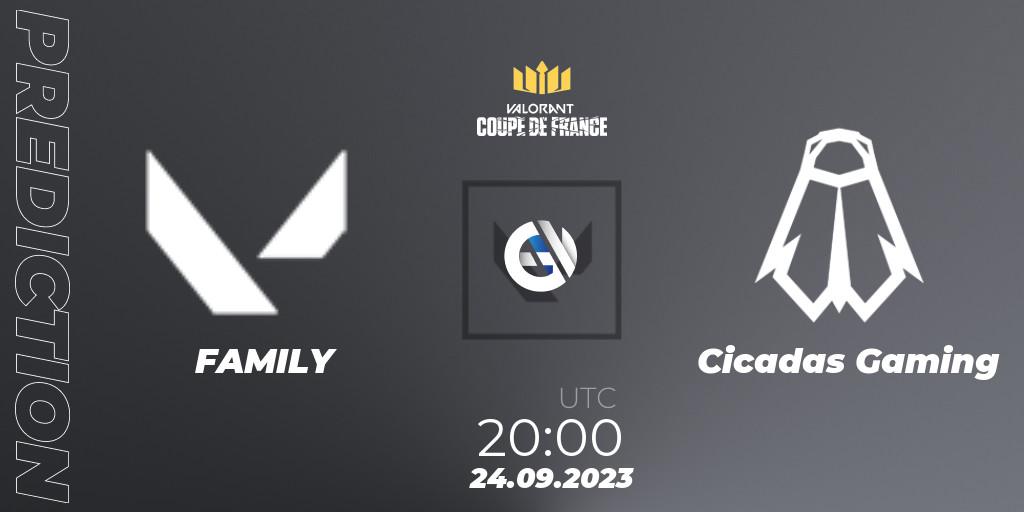 FAMILY vs Cicadas Gaming: Match Prediction. 24.09.23, VALORANT, VCL France: Revolution - Coupe De France 2023