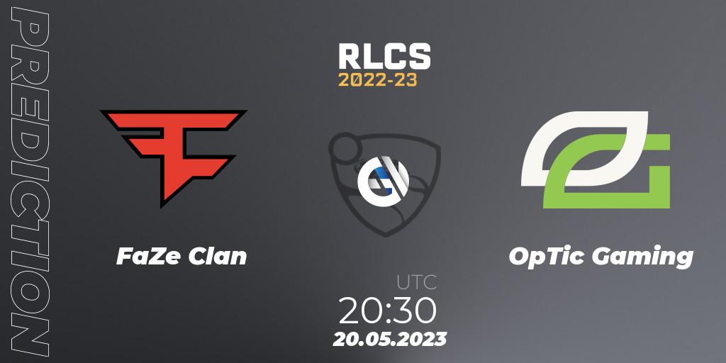 FaZe Clan vs OpTic Gaming: Match Prediction. 20.05.2023 at 20:30, Rocket League, RLCS 2022-23 - Spring: North America Regional 2 - Spring Cup