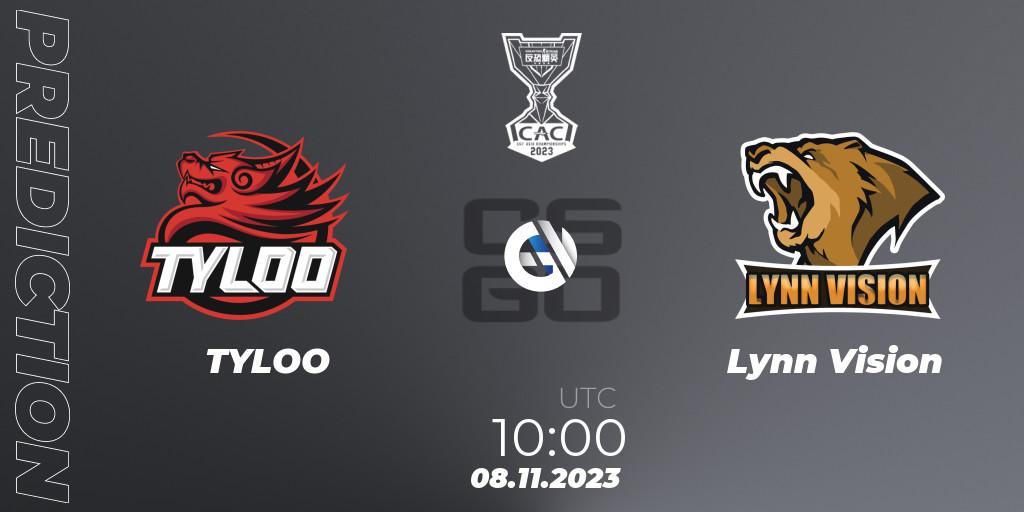 TYLOO vs Lynn Vision: Match Prediction. 08.11.23, CS2 (CS:GO), CS Asia Championships 2023