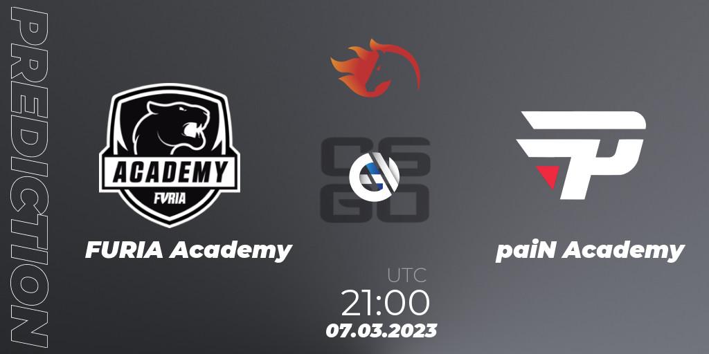FURIA Academy vs paiN Academy: Match Prediction. 07.03.2023 at 21:00, Counter-Strike (CS2), FiReLEAGUE Academy 2023 Online