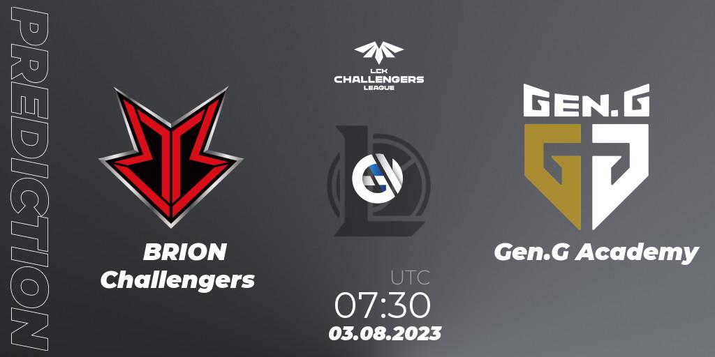 BRION Challengers vs Gen.G Academy: Match Prediction. 03.08.23, LoL, LCK Challengers League 2023 Summer - Group Stage