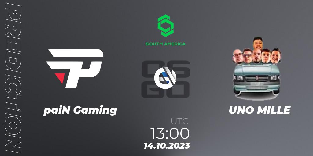 paiN Gaming vs UNO MILLE: Match Prediction. 14.10.2023 at 13:00, Counter-Strike (CS2), CCT South America Series #12