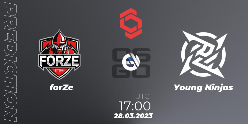forZe vs Young Ninjas: Match Prediction. 28.03.23, CS2 (CS:GO), CCT Central Europe Series #5