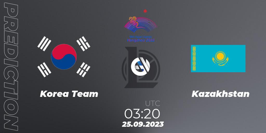 Korea Team vs Kazakhstan: Match Prediction. 25.09.2023 at 03:20, LoL, 2022 Asian Games