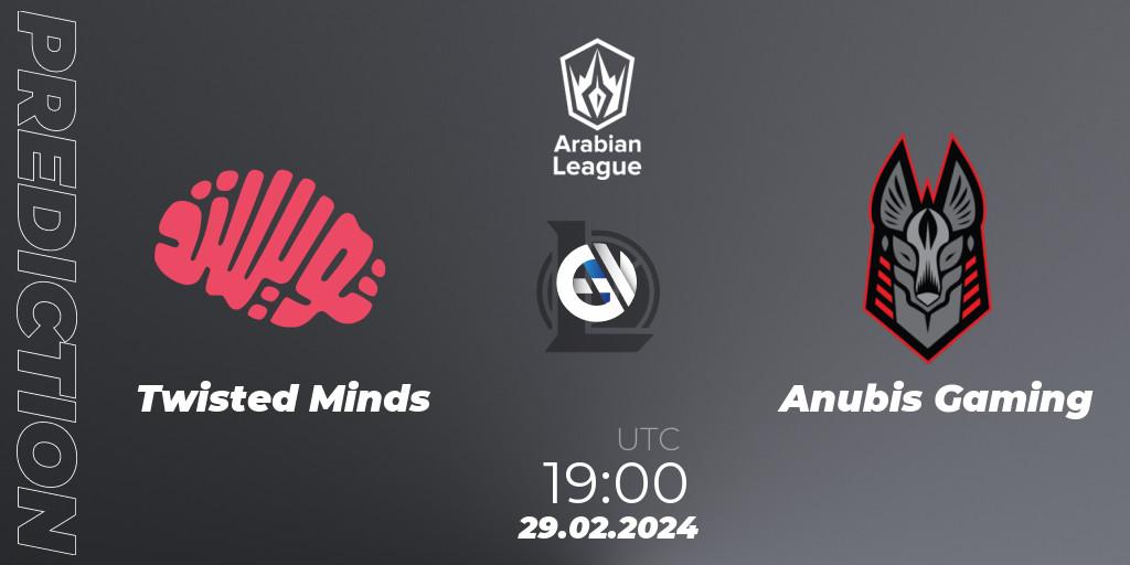 Twisted Minds vs Anubis Gaming: Match Prediction. 29.02.2024 at 19:00, LoL, Arabian League Spring 2024