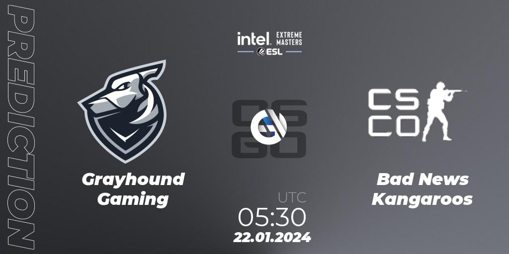 Grayhound Gaming vs Bad News KangaroosN: Match Prediction. 22.01.2024 at 05:30, Counter-Strike (CS2), Intel Extreme Masters China 2024: Oceanic Closed Qualifier