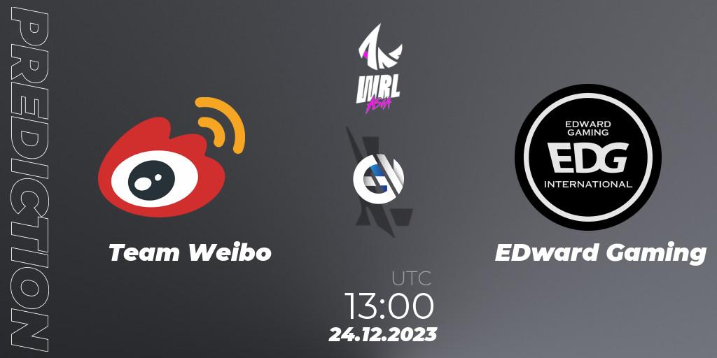 Team Weibo vs EDward Gaming: Match Prediction. 24.12.2023 at 13:00, Wild Rift, WRL Asia 2023 - Season 2 - Regular Season