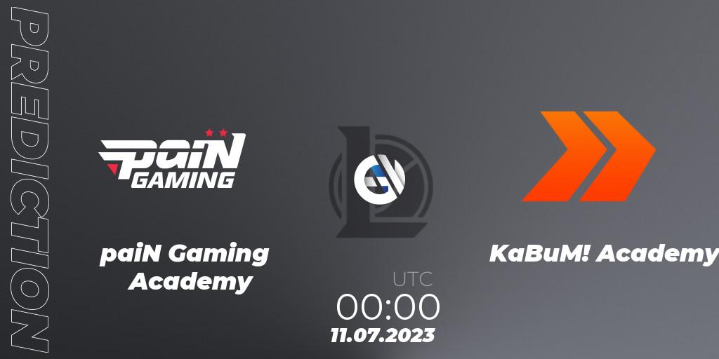 paiN Gaming Academy vs KaBuM! Academy: Match Prediction. 11.07.2023 at 00:00, LoL, CBLOL Academy Split 2 2023 - Group Stage