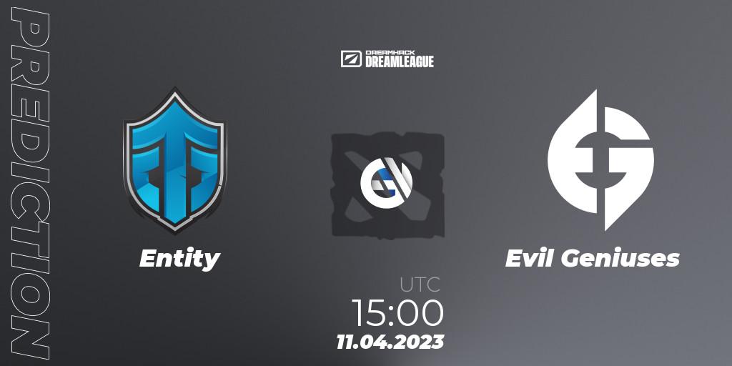 Entity vs Evil Geniuses: Match Prediction. 11.04.2023 at 15:00, Dota 2, DreamLeague Season 19 - Group Stage 1