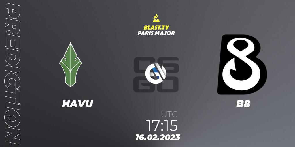 HAVU vs B8: Match Prediction. 16.02.2023 at 17:00, Counter-Strike (CS2), BLAST.tv Paris Major 2023 Europe RMR Closed Qualifier A
