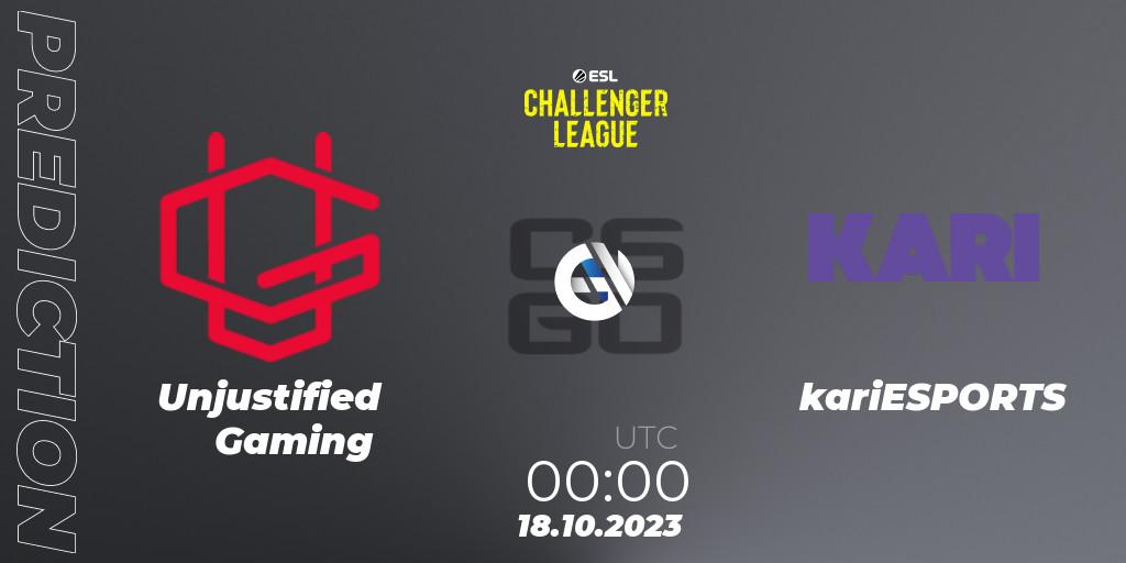 Unjustified Gaming vs kariESPORTS: Match Prediction. 08.11.2023 at 01:00, Counter-Strike (CS2), ESL Challenger League Season 46: North America