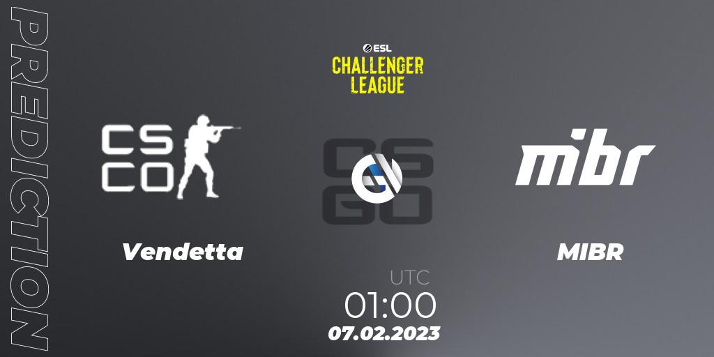 Vendetta vs MIBR: Match Prediction. 07.02.23, CS2 (CS:GO), ESL Challenger League Season 44: North America