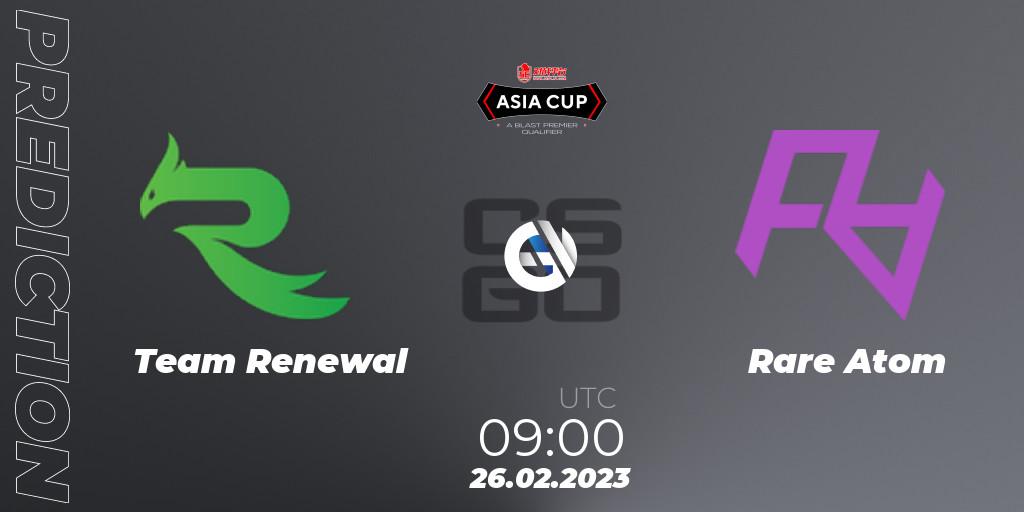 Team Renewal vs Rare Atom: Match Prediction. 26.02.2023 at 08:45, Counter-Strike (CS2), 5E Arena Asia Cup Spring 2023 - BLAST Premier Qualifier