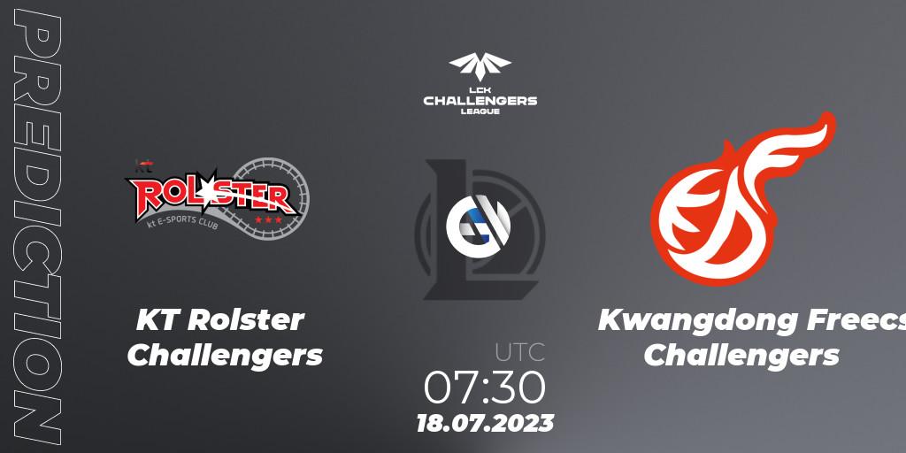 KT Rolster Challengers vs Kwangdong Freecs Challengers: Match Prediction. 18.07.2023 at 08:00, LoL, LCK Challengers League 2023 Summer - Group Stage