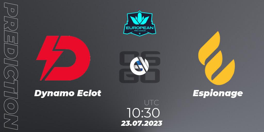 Dynamo Eclot vs Espionage: Match Prediction. 23.07.2023 at 10:55, Counter-Strike (CS2), European Pro League Season 9