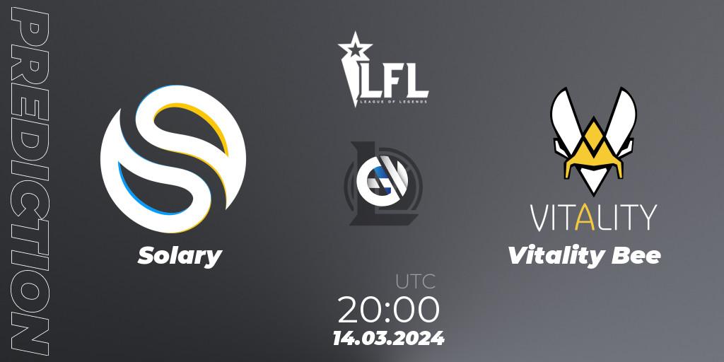 Solary vs Vitality Bee: Match Prediction. 14.03.2024 at 20:00, LoL, LFL Spring 2024