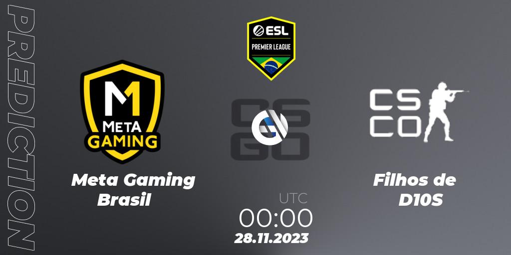 Meta Gaming Brasil vs Filhos de D10S: Match Prediction. 28.11.2023 at 00:00, Counter-Strike (CS2), ESL Brasil Premier League Season 15