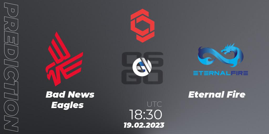 Bad News Eagles vs Eternal Fire: Match Prediction. 19.02.23, CS2 (CS:GO), CCT Central Europe Series Finals #1