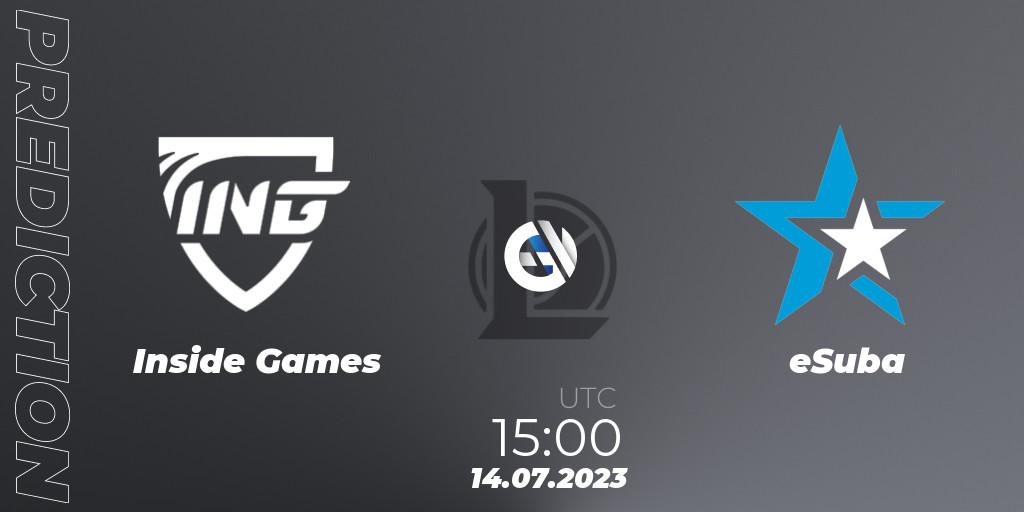 Inside Games vs eSuba: Match Prediction. 20.06.2023 at 15:00, LoL, Hitpoint Masters Summer 2023 - Group Stage