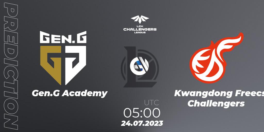 Gen.G Academy vs Kwangdong Freecs Challengers: Match Prediction. 24.07.23, LoL, LCK Challengers League 2023 Summer - Group Stage