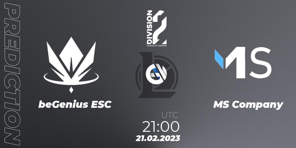 beGenius ESC vs MS Company: Match Prediction. 21.02.2023 at 21:00, LoL, LFL Division 2 Spring 2023 - Group Stage