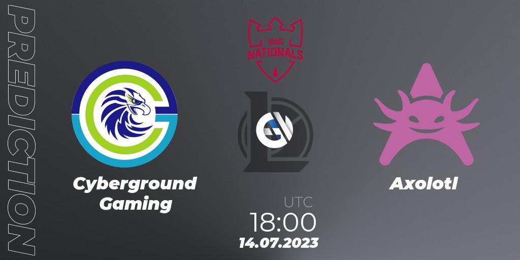 Cyberground Gaming vs Axolotl: Match Prediction. 14.07.2023 at 18:00, LoL, PG Nationals Summer 2023