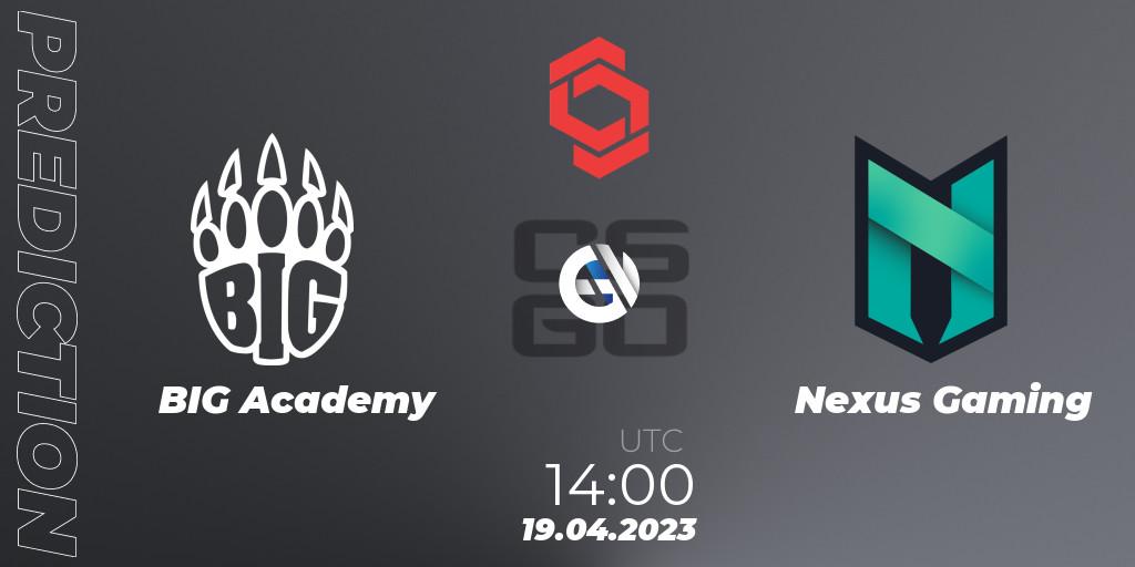 BIG Academy vs Nexus Gaming: Match Prediction. 19.04.2023 at 15:20, Counter-Strike (CS2), CCT Central Europe Series #6