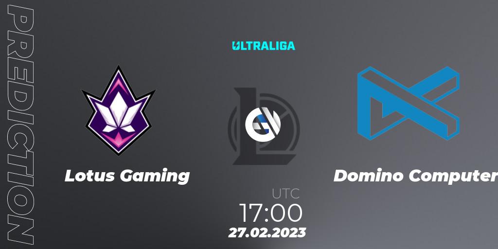 Lotus Gaming vs Domino Computer: Match Prediction. 27.02.2023 at 18:15, LoL, Ultraliga 2nd Division Season 6