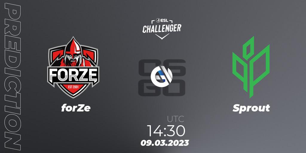 forZe vs Sprout: Match Prediction. 09.03.2023 at 14:30, Counter-Strike (CS2), ESL Challenger Melbourne 2023 Europe Closed Qualifier