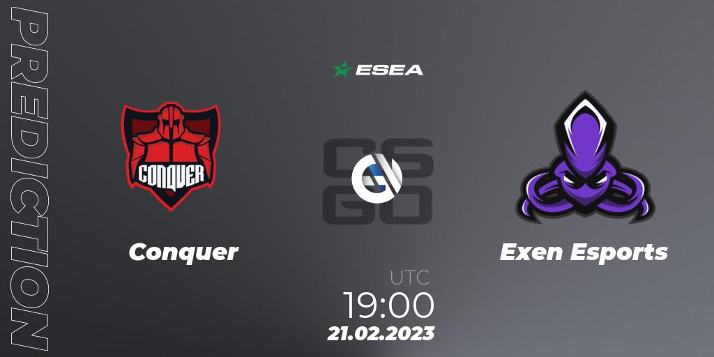 Conquer vs Exen Esports: Match Prediction. 21.02.2023 at 19:00, Counter-Strike (CS2), ESEA Season 44: Advanced Division - Europe