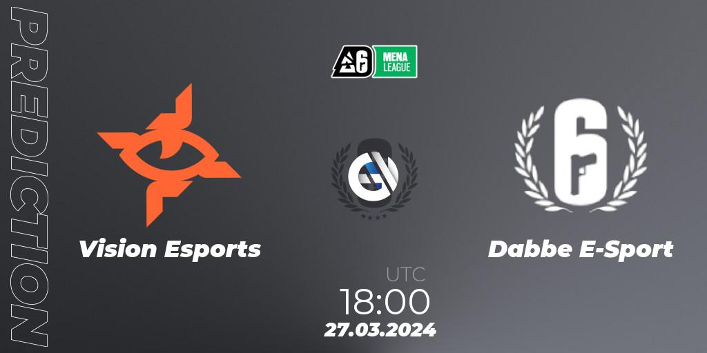 Vision Esports vs Dabbe E-Sport: Match Prediction. 27.03.2024 at 18:00, Rainbow Six, MENA League 2024 - Stage 1