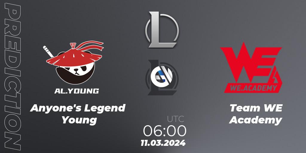 Anyone's Legend Young vs Team WE Academy: Match Prediction. 11.03.24, LoL, LDL 2024 - Stage 1