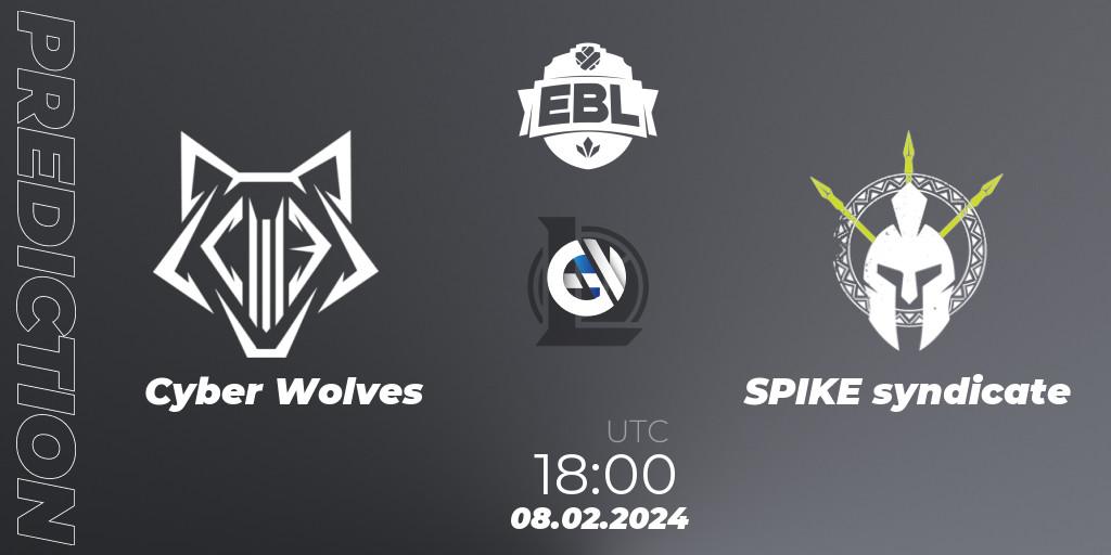 Cyber Wolves vs SPIKE syndicate: Match Prediction. 08.02.2024 at 18:00, LoL, Esports Balkan League Season 14