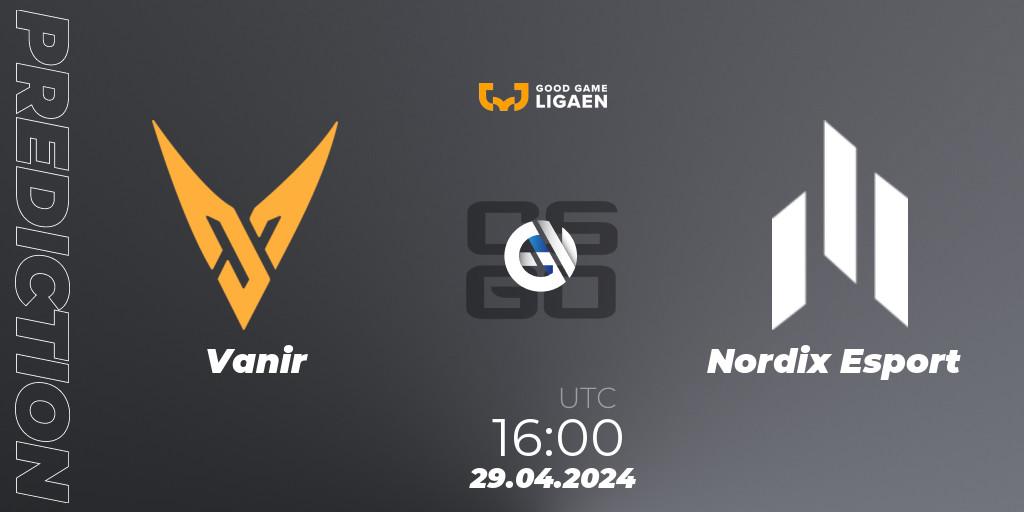 Vanir vs Nordix Esport: Match Prediction. 29.04.2024 at 16:00, Counter-Strike (CS2), Good Game-ligaen Spring 2024