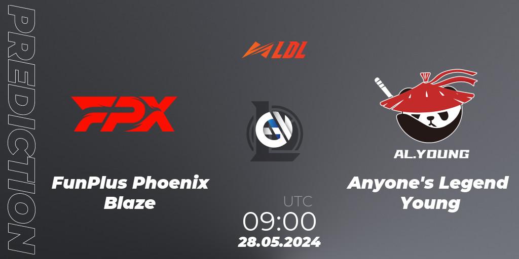 FunPlus Phoenix Blaze vs Anyone's Legend Young: Match Prediction. 28.05.2024 at 09:00, LoL, LDL 2024 - Stage 3