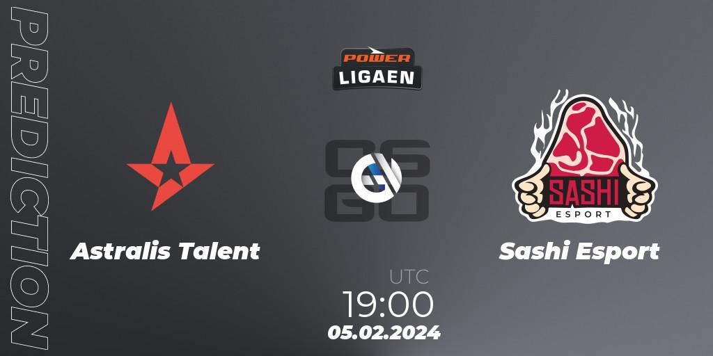 Astralis Talent vs Sashi Esport: Match Prediction. 05.02.2024 at 19:00, Counter-Strike (CS2), Dust2.dk Ligaen Season 25