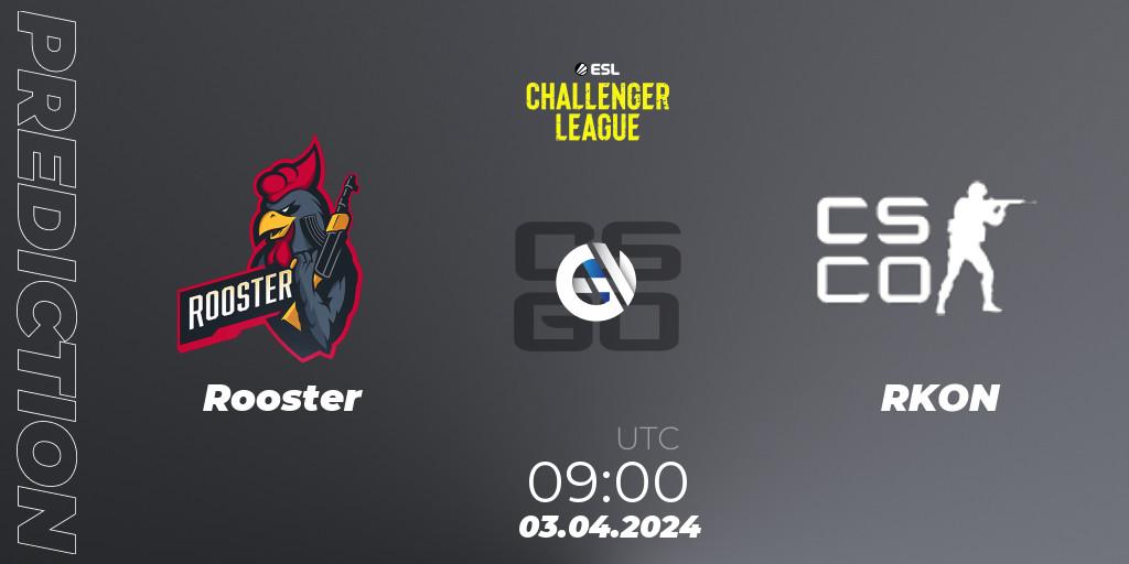 Rooster vs RKON: Match Prediction. 03.04.2024 at 09:00, Counter-Strike (CS2), ESL Challenger League Season 47: Oceania