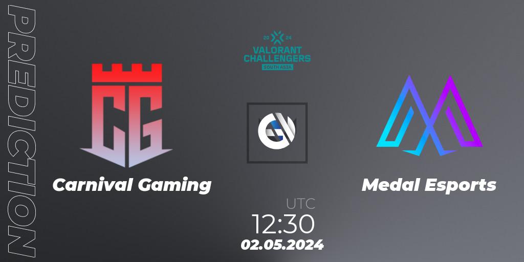 Carnival Gaming vs Medal Esports: Match Prediction. 02.05.2024 at 12:30, VALORANT, VALORANT Challengers 2024 South Asia: Split 1 - Cup 2