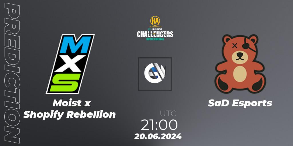 Moist x Shopify Rebellion vs SaD Esports: Match Prediction. 20.06.2024 at 20:00, VALORANT, VALORANT Challengers 2024: North America Split 2