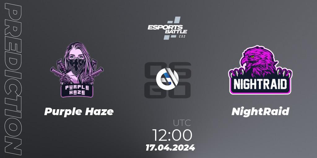 Purple Haze vs NightRaid: Match Prediction. 17.04.2024 at 11:00, Counter-Strike (CS2), ESportsBattle Season 49